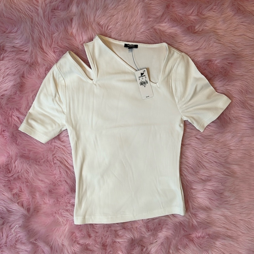 Express white short sleeve cut out top size XS